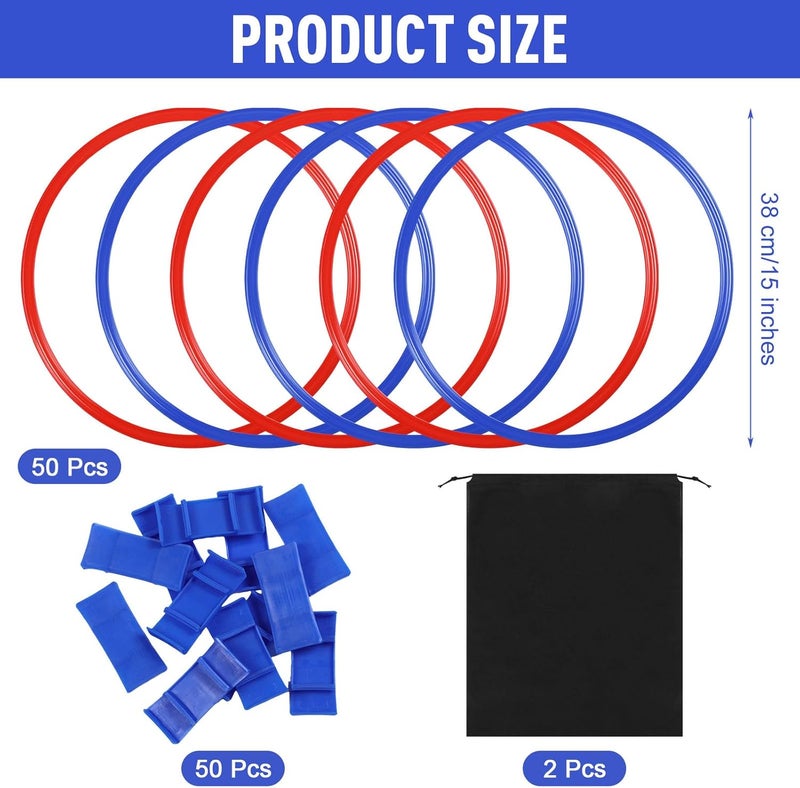 Shappy 50 Pcs Agility Rings with Storage Bags 15 Inch Agility Training Rings Hoop Exercise Ring Plastic Speed Rings Jumping Hoops for Sports Soccer Football Gymnastics Practice Games - Image 2